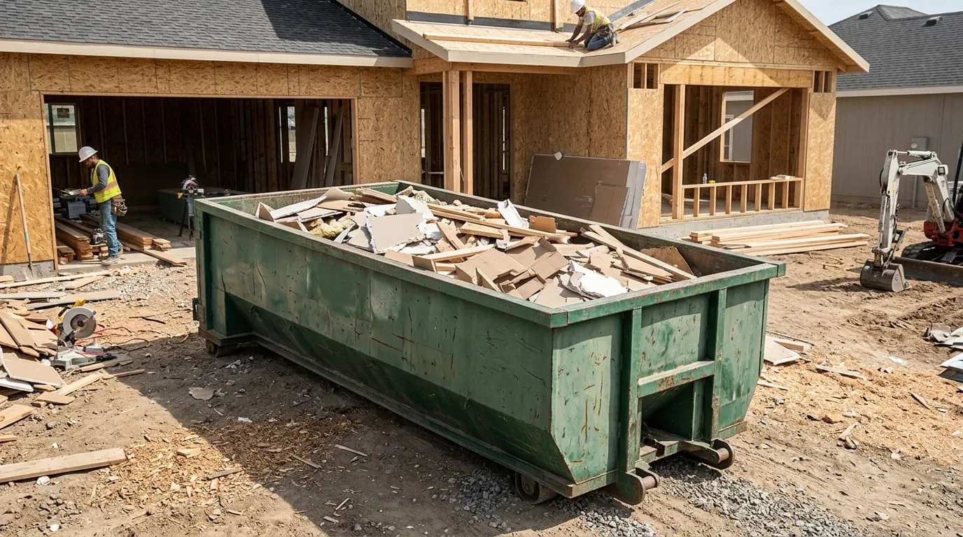 Roll-off dumpster on a Snellville, GA driveway ready for loading